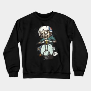 Skeleton on Scooter Funny Moped Crewneck Sweatshirt